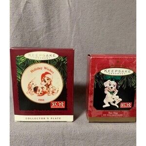 Hallmark Disney 101 Dalmations Holiday‎ Wishes Plate 1996 And Two Tone Christmas